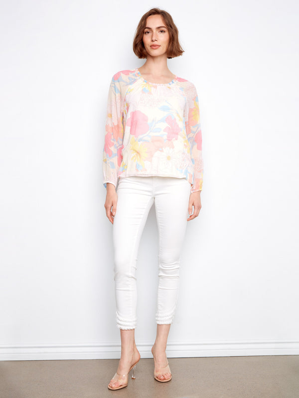 Printed Off-Shoulder Blouse - Romantic