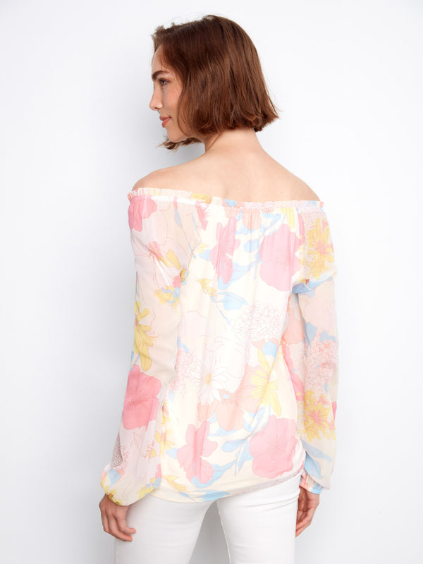 Printed Off-Shoulder Blouse - Romantic