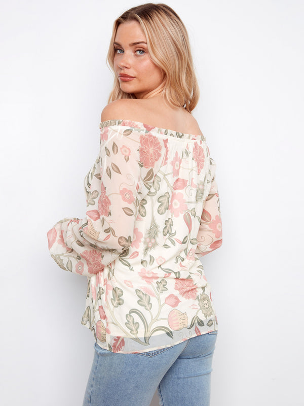 Printed Off-Shoulder Blouse - Floral