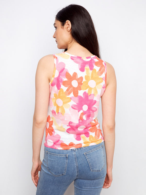 Printed Organic Cotton Tank Top with Knot Detail - Dandy