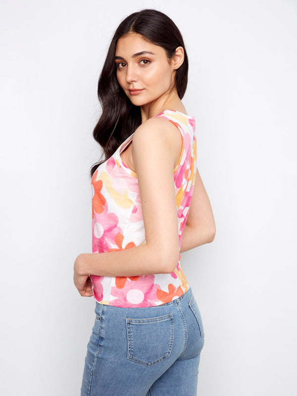 Printed Organic Cotton Tank Top with Knot Detail - Dandy