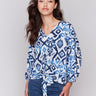 V-neck blouse with Ikat print by Charlie B.