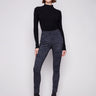 Navy pants featuring a skinny fit and abstract print, crafted with stretch fabric for comfort by Charlie B.