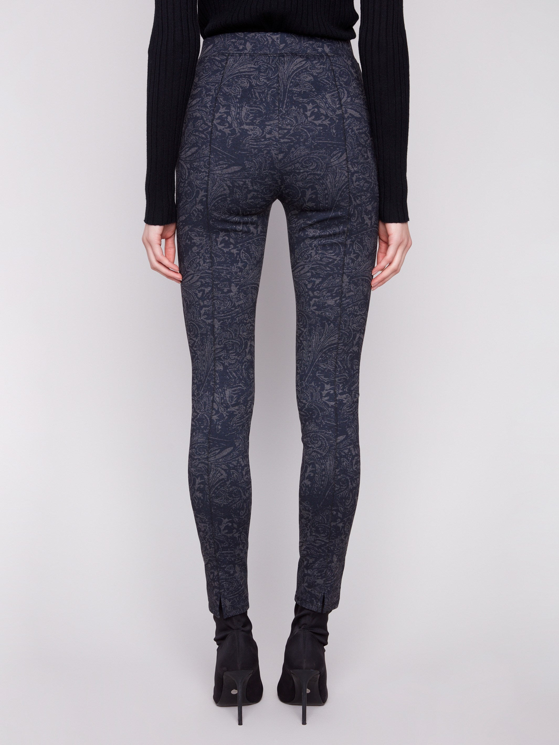 Fashionable navy pants with slit detail at the hem, adding a touch of elegance to your wardrobe by Charlie B.