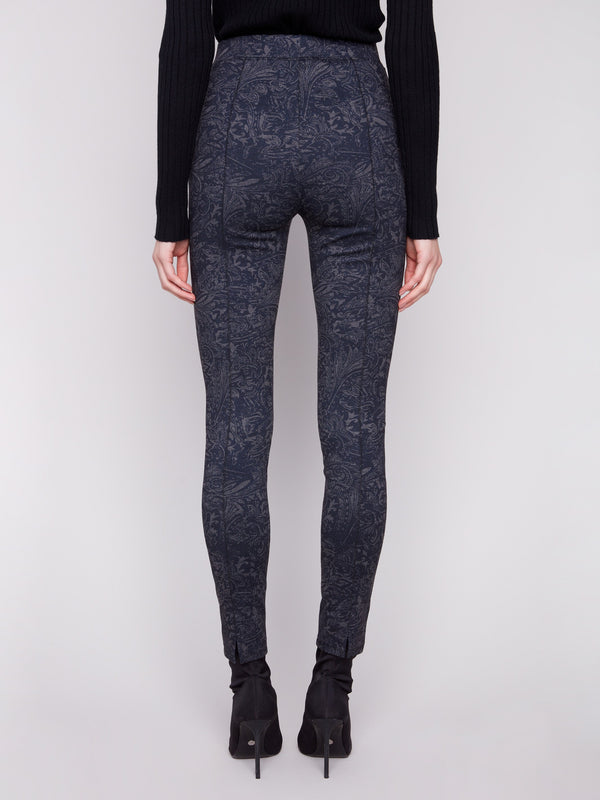 Fashionable navy pants with slit detail at the hem, adding a touch of elegance to your wardrobe by Charlie B.