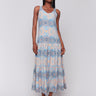 Vibrant tiered maxi dress with a sleeveless design by Charlie B.