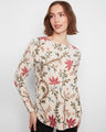 Floral top featuring a stylish boat neckline, perfect for casual outings. Designed by Charlie B.