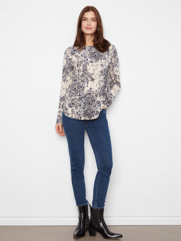 Printed Rounded Hem Sweater - Seraphine
