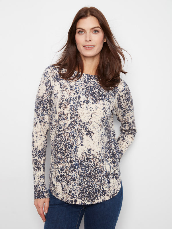 Printed Rounded Hem Sweater - Seraphine