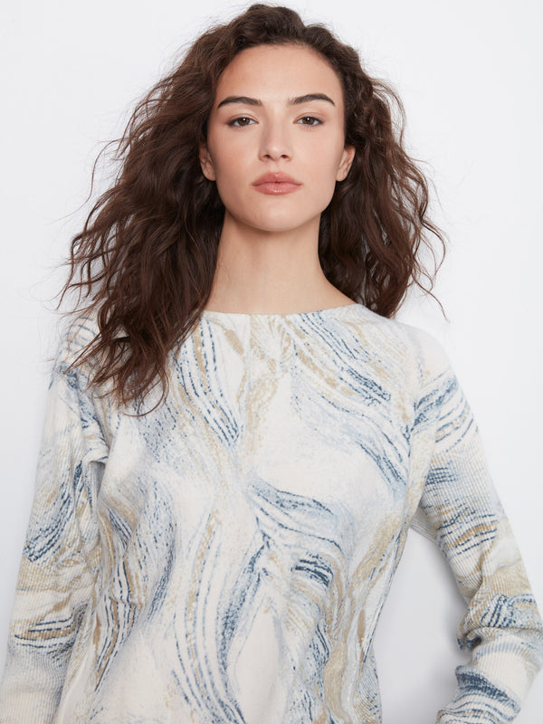 Printed Rounded Hem Sweater - Whirl