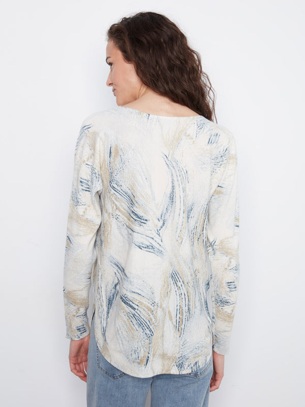 Printed Rounded Hem Sweater - Whirl