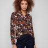 Floral batik shirt featuring a classic shirt collar and button-down closure, adding elegance to any outfit by Charlie B.