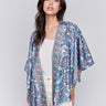 Satin kimono with wide 3/4 sleeves and paisley pattern by Charlie B.