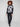 Abstract patterned mock neck top with ribbed sleeves and neckline in black and cream by Charlie B.