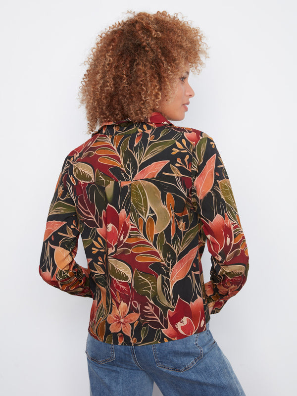 Printed Shirt With Twisted Front - Raven