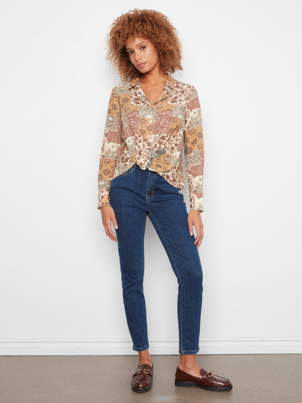 Printed Shirt With Twisted Front - Quilt