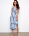 Linen blend dress featuring a scoop neckline and graphic zigzag pattern, perfect for any occasion by Charlie B.