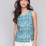 Lilypad sleeveless top featuring a crew neckline by Charlie B.