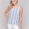 Striped top with princess seams and a linen blend fabric by Charlie B.