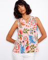 Floral top with ruffled neckline adds a touch of elegance to your summer wardrobe by Charlie B.