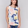 Abstract pattern top with rounded hem by Charlie B.