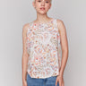 Tropical floral top with a rounded hem by Charlie B.