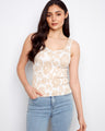 Floral print tank top in fog color with a flattering scoop neckline, showcasing a sleeveless design by Charlie B.