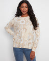 Floral patterned sweater with a cozy crew neck, perfect for casual outings. Designed by Charlie B.