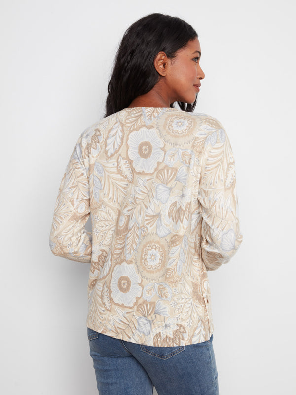 Printed Sweater With Side Buttons - Bliss