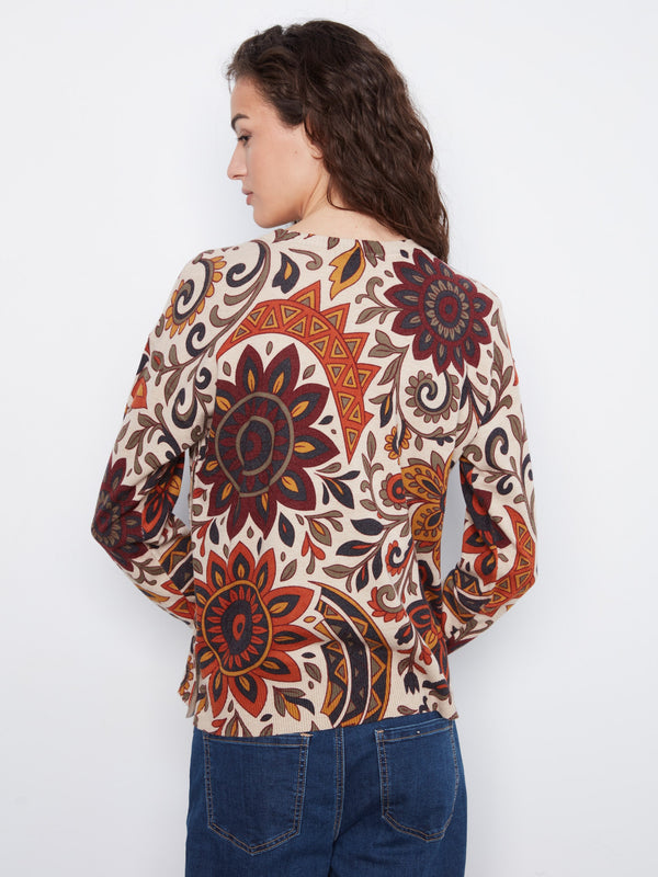 Printed Sweater With Side Buttons - Rio