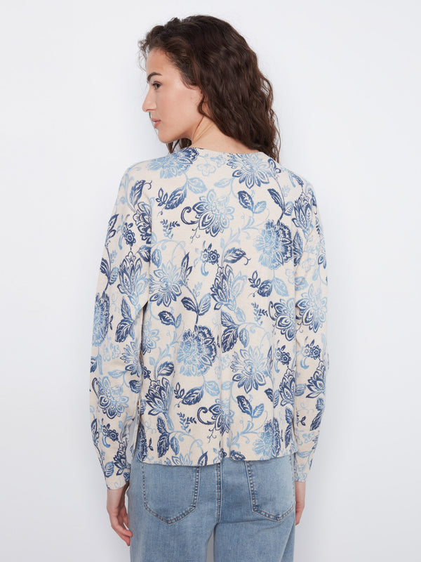 Printed Sweater With Side Buttons - Velora
