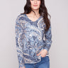Sweater showcasing a plushy yarn texture and colorful paisley pattern, featuring long sleeves for added warmth by Charlie B.