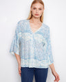 Featuring a stylish V-neck, this top showcases a beautiful print and elegant design by Charlie B.