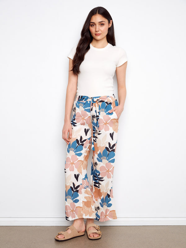 Wide leg design adds flowy movement to these floral pants, creating an effortlessly stylish look. Created by Charlie B.