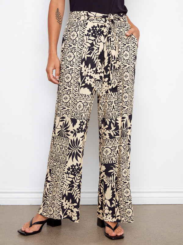 Printed Wide Leg Pants - Abstract