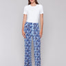 Floral pattern wide-leg pants in stretch fabric by Charlie B.