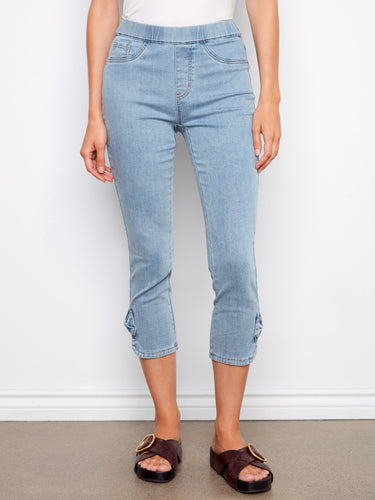 Adorned with a charming bow detail at the hem, these jeans add a playful touch to your wardrobe essentials by Charlie B.