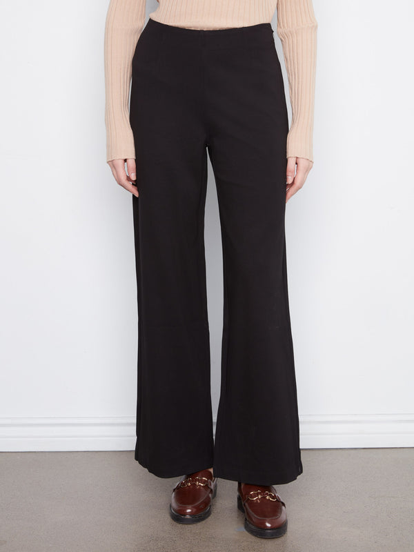 Pull-On Ponte Wide Leg Pants - Black