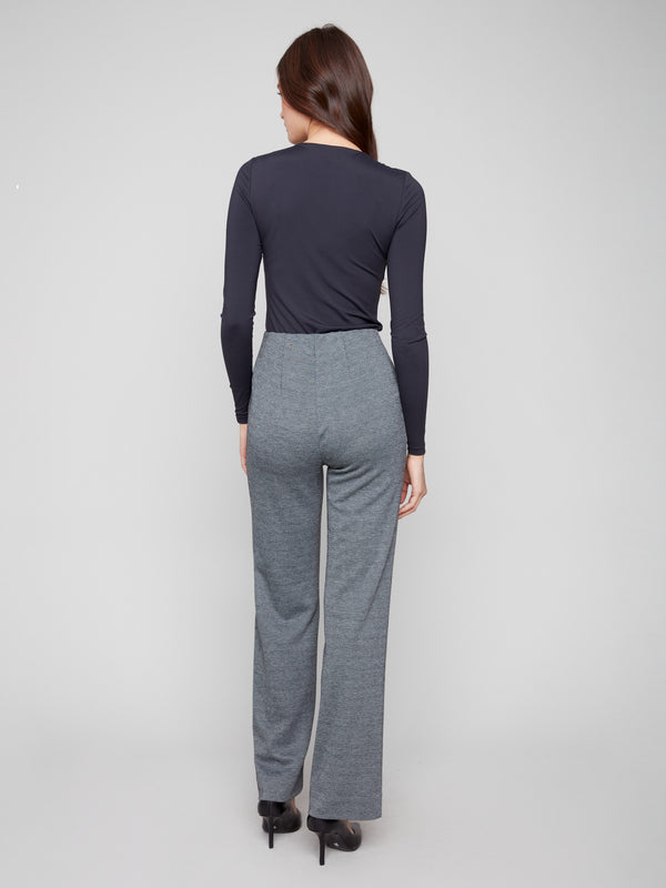 Sophisticated black wide-leg pants crafted from premium stretch twill fabric by Charlie B.