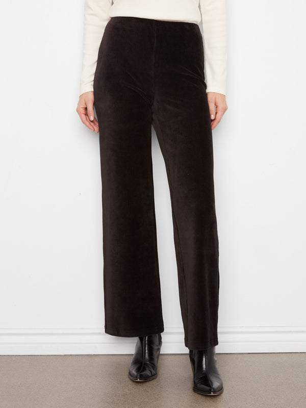 Pull-On Wide Leg Corduroy Pants - Black