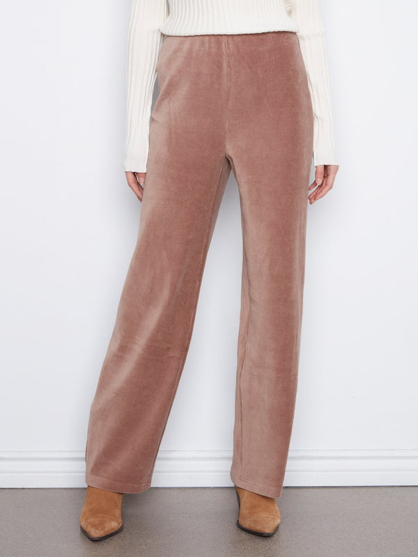 Pull-On Wide Leg Corduroy Pants - Taupe