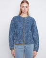 Denim jacket with a crew neckline and stylish welt pockets, crafted from 100% Tencel for comfort by Charlie B.