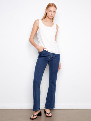 Chic white top with a scoop neck, offering a relaxed fit ideal for everyday comfort by Charlie B.