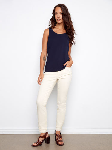 Classic navy tank with scoop neck and relaxed fit, ensuring everyday ease by Charlie B.