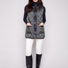 Spruce reversible vest with quilted texture and front patch pockets, ideal for versatile styling by Charlie B.