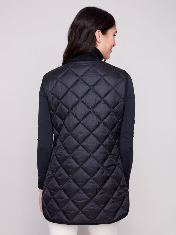 Reversible Button-Front Quilted Vest - Spruce