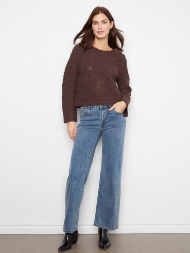Enjoy the comfort and warmth of long sleeves in this beautifully knitted 100% cotton sweater by Charlie B.