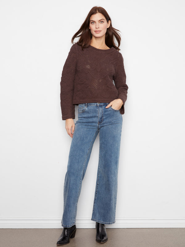 Reversible Cotton Crochet Cardigan - Coffee
