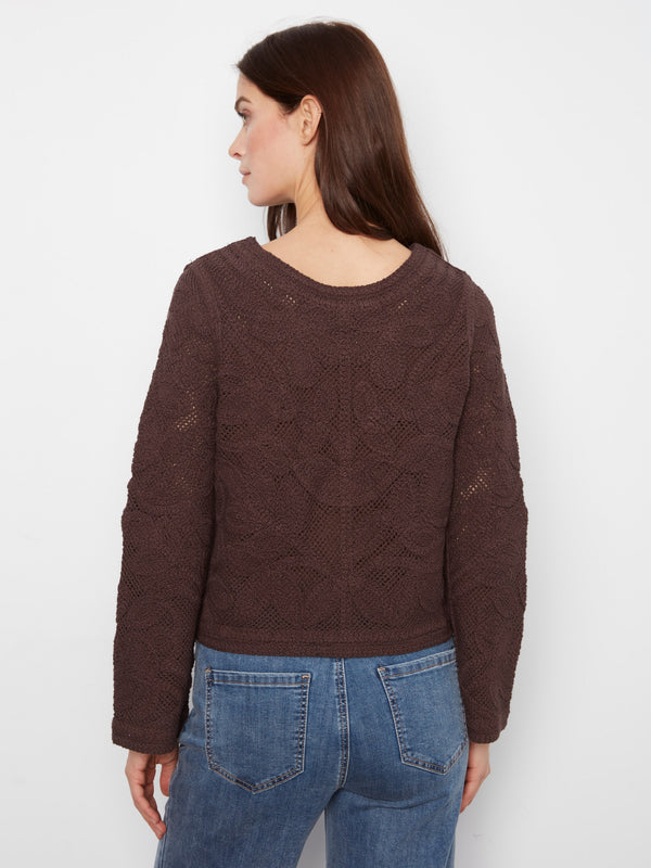 Reversible Cotton Crochet Cardigan - Coffee