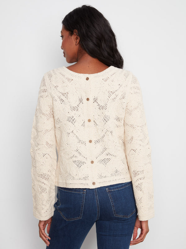 Reversible Cotton Crochet Cardigan - Natural